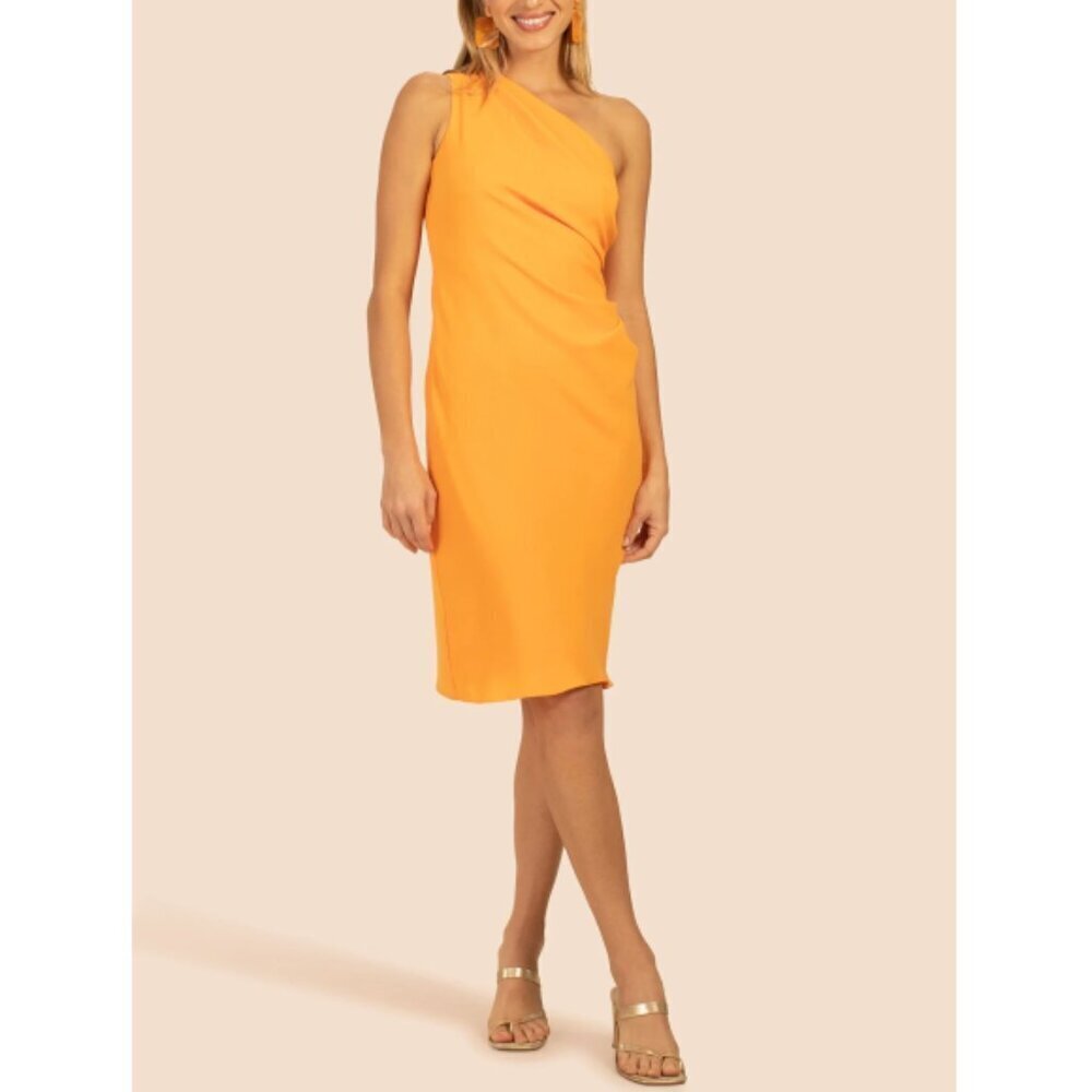 Trina Turk 'Poem' One-Shoulder Ruched-Side Crepe Dress, Sherbet